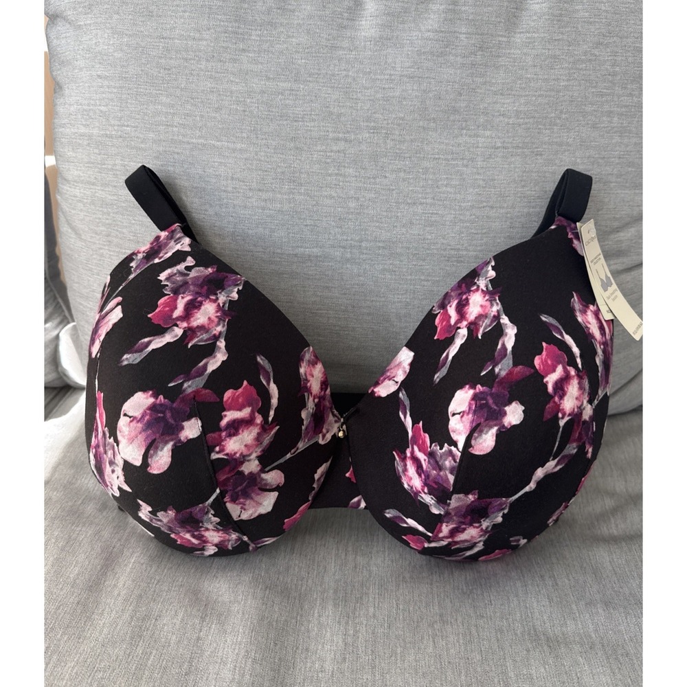 Cacique Body Smoothing Collection Black Floral 38H Back-Smoothing Solution NWT